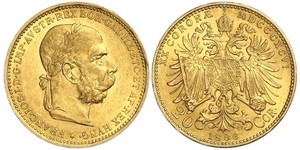 20 Крона Австро-Венгрия (1867-1918) Золото Франц Иосиф I (1830 - 1916)