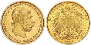 20 Крона Австро-Венгрия (1867-1918) Золото Франц Иосиф I (1830 - 1916)