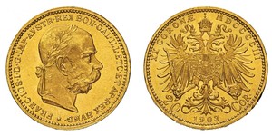 20 Крона Австро-Угорщина (1867-1918) Золото Франц Иосиф I (1830 - 1916)