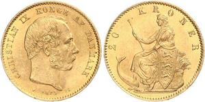 20 Крона Данія Золото Крістіан IX король Данії (1818-1906)