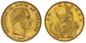 20 Крона Данія Золото Крістіан IX король Данії (1818-1906)