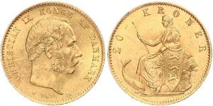 20 Крона Данія Золото Крістіан IX король Данії (1818-1906)