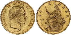20 Крона Данія Золото Крістіан IX король Данії (1818-1906)