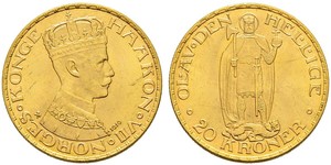 20 Крона Королевство Норвегия (1905 - ) Золото Хокон VII (1872 - 1957)