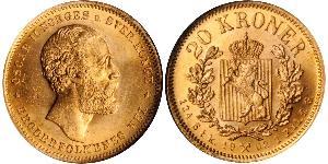 20 Крона Норвегия Золото Оскар II (1829-1907)