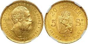 20 Крона Норвегия Золото Оскар II (1829-1907)