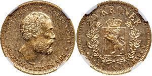 20 Крона Норвегия Золото Оскар II (1829-1907)