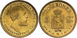 20 Крона Норвегія Золото Оскар II (1829-1907)