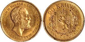 20 Крона Норвегія Золото Оскар II (1829-1907)
