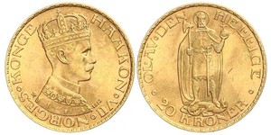 20 Крона Норвегія (1905 - ) Золото Хокон VII (1872 - 1957)