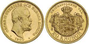 20 Крона Швеция Золото Оскар II (1829-1907)
