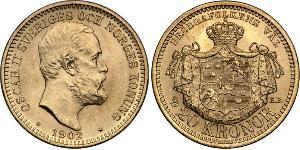 20 Крона Швеция Золото Оскар II (1829-1907)