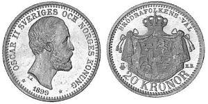 20 Крона Швеция Золото Оскар II (1829-1907)