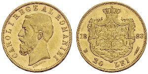20 Лей Королевство Румыния (1881-1947) Золото Кароль I (1839 - 1914)