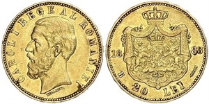 20 Лей Королевство Румыния (1881-1947) Золото Кароль I (1839 - 1914)