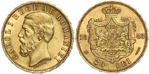 20 Лей Королевство Румыния (1881-1947) Золото Кароль I (1839 - 1914)