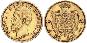 20 Лей Королевство Румыния (1881-1947) Золото Кароль I (1839 - 1914)