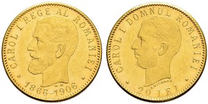 20 Лей Королевство Румыния (1881-1947) Золото Кароль I (1839 - 1914)