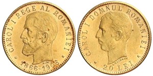 20 Лей Королевство Румыния (1881-1947) Золото Кароль I (1839 - 1914)