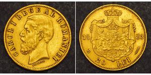 20 Лей Королевство Румыния (1881-1947) Золото Кароль I (1839 - 1914)