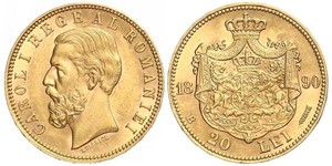 20 Лей Королівство Румунія (1881-1947) Золото Carol I of Romania (1839 - 1914)