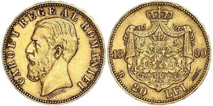 20 Лей Королівство Румунія (1881-1947) Золото Carol I of Romania (1839 - 1914)