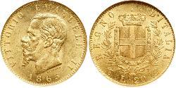 20 Лира Kingdom of Italy (1861-1946) Золото Victor Emmanuel II of Italy (1820 - 1878)