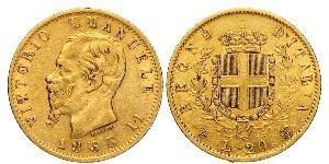 20 Лира Kingdom of Italy (1861-1946) Золото Victor Emmanuel II of Italy (1820 - 1878)