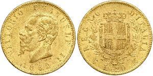 20 Лира Kingdom of Italy (1861-1946) Золото Victor Emmanuel II of Italy (1820 - 1878)