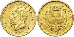 20 Лира Kingdom of Italy (1861-1946) Золото Victor Emmanuel II of Italy (1820 - 1878)