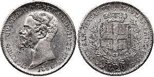 20 Лира Kingdom of Italy (1861-1946) Золото Victor Emmanuel II of Italy (1820 - 1878)