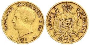 20 Лира Королевство Италия (наполеоновское) (1805–1814) Золото Наполеон I(1769 - 1821)