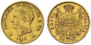 20 Лира Королевство Италия (наполеоновское) (1805–1814) Золото Наполеон I(1769 - 1821)