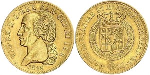 20 Лира Сардинское королевство (1324 - 1861) Золото Виктор Эммануил I