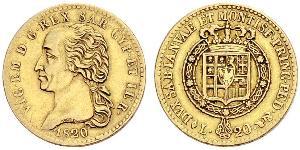 20 Лира Сардинское королевство (1324 - 1861) Золото Виктор Эммануил I