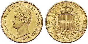 20 Лира Сардинское королевство (1324 - 1861) / Италия Золото Карл Альберт (1798 - 1849)