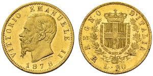 20 Ліра Kingdom of Italy (1861-1946) Золото Victor Emmanuel II of Italy (1820 - 1878)