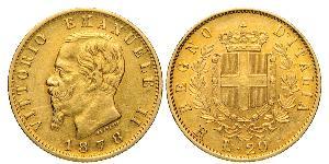 20 Ліра Kingdom of Italy (1861-1946) Золото Victor Emmanuel II of Italy (1820 - 1878)