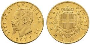 20 Ліра Kingdom of Italy (1861-1946) Золото Victor Emmanuel II of Italy (1820 - 1878)