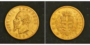 20 Ліра Kingdom of Italy (1861-1946) Золото Victor Emmanuel II of Italy (1820 - 1878)