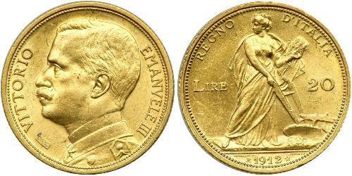 20 Ліра Kingdom of Italy (1861-1946) Золото Виктор Эммануил III (1869 - 1947)