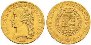 20 Ліра Сардинське королівство (1324 - 1861) Золото Victor Emmanuel I of Sardinia