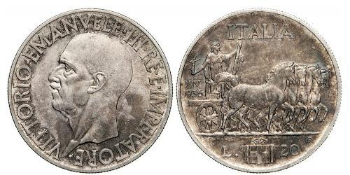 20 Ліра Kingdom of Italy (1861-1946) Срібло Віктор Емануїл III (1869 - 1947)