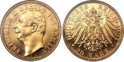 20 Марка Ангальт-Дессау (1603 -1863) Золото Friedrich II, Duke of Anhalt (1856 – 1918)