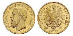 20 Марка Велике герцогство Баден (1806-1918) Золото Frederick I, Grand Duke of Baden (1826 - 1907)