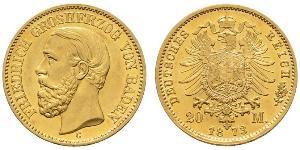 20 Марка Велике герцогство Баден (1806-1918) Золото Frederick I, Grand Duke of Baden (1826 - 1907)