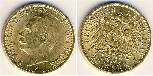 20 Марка Великое герцогство Баден (1806-1918) Золото 
