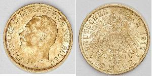 20 Марка Великое герцогство Баден (1806-1918) Золото Frederick II, Grand Duke of Baden (1857 - 1928)