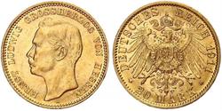 20 Марка Великое герцогство Гессен (1806 - 1918) Золото Ernest Louis, Grand Duke of Hesse (1868 - 1937)