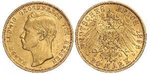 20 Марка Великое герцогство Гессен (1806 - 1918) Золото Ernest Louis, Grand Duke of Hesse (1868 - 1937)